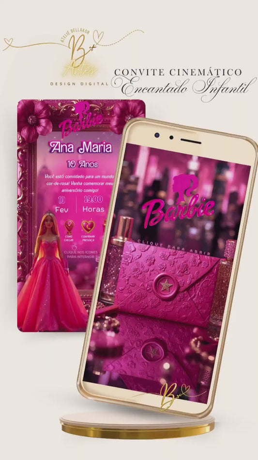 Convite Digital Cinematográfico Barbie Luxo