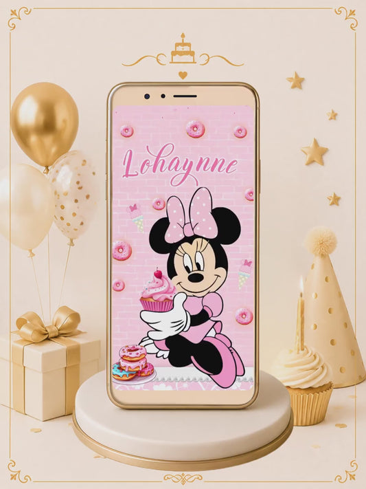 Convite Digital Animado Encantado Minnie  Confeiteira