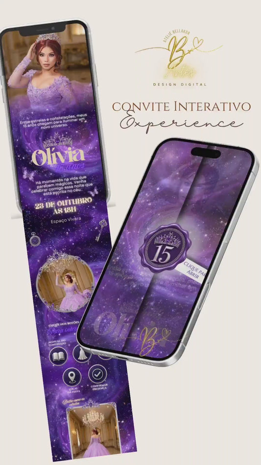 Convite 15 Anos  Digital Interativo Infinito Experience | Galáxia