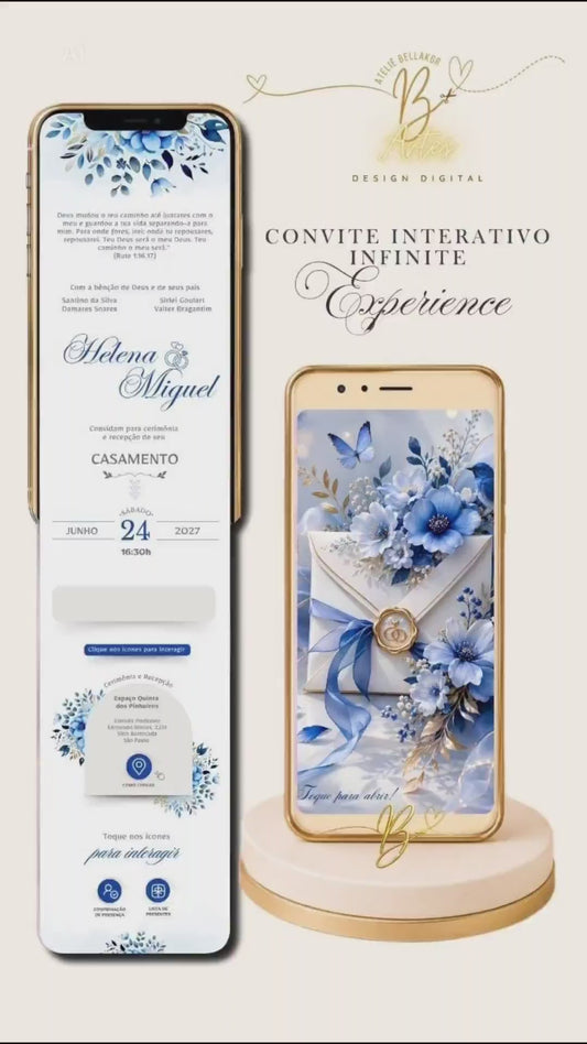 CONVITE DIGITAL INTERATIVO  INFINITO  EXPERIENCE Blue Butterfly Enchantment Casamento