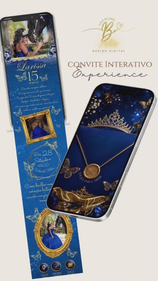 Convite 15 Anos Interativo Infinito Experience  |  Royal Sapphire Butterfly