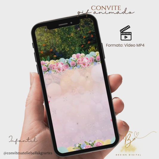 Convite Gif Animado| Jardim Encantado | Aniversário