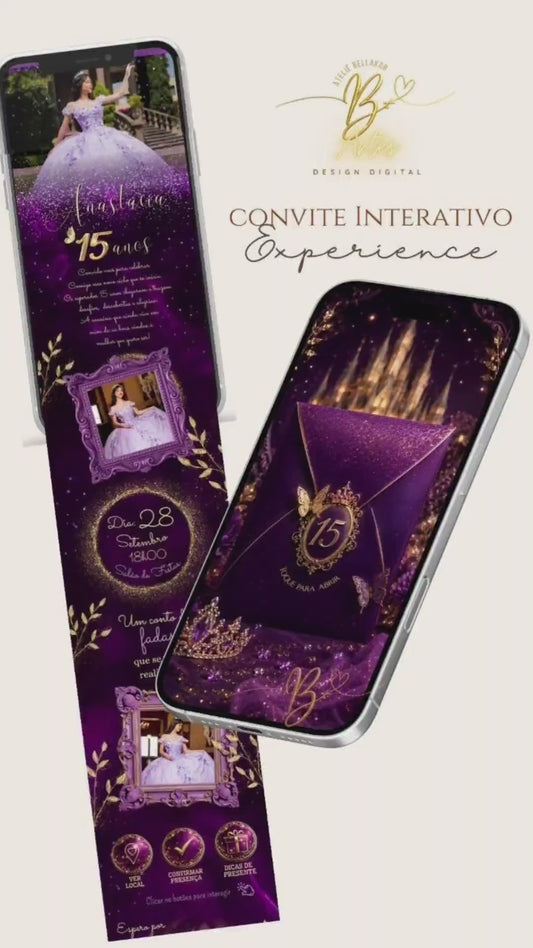 Convite 15 Anos Interativo Infinito Experience  | Roxo Profundo