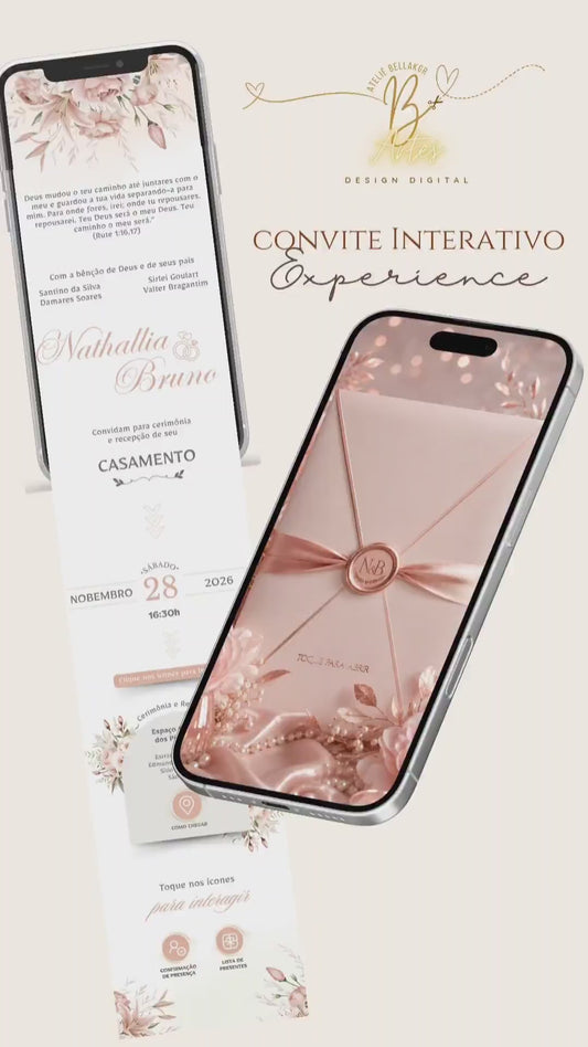 Convite de Casamento Digital Interativo Infinito | Experience | Blush Rose Gold Elegance