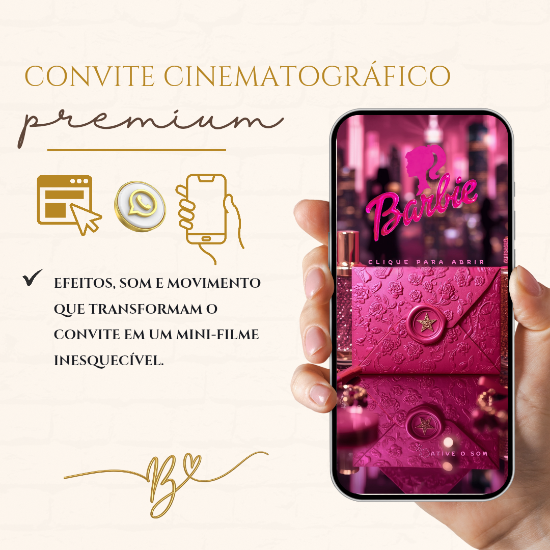 Convite Cinematográfico Premium | Barbie Luxo