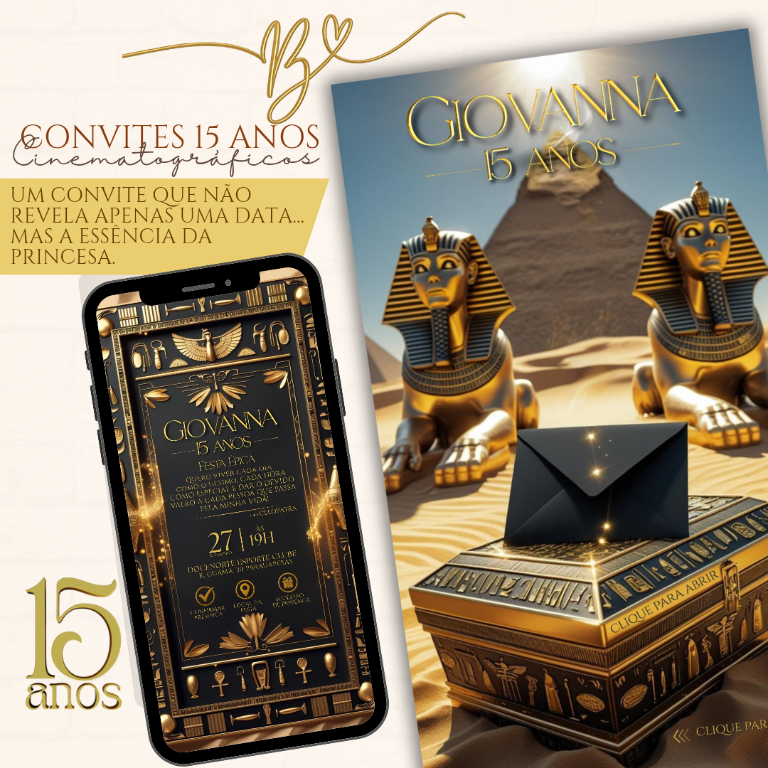 Convite Cinematográfico Premium  15 Anos | Cleópatra