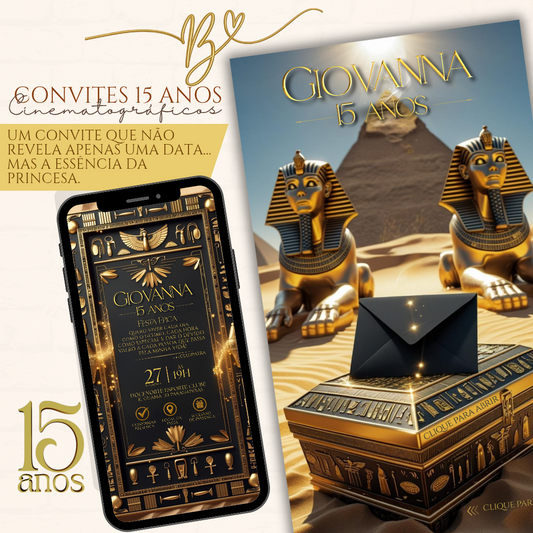 Convite Cinematográfico Premium  15 Anos | Cleópatra