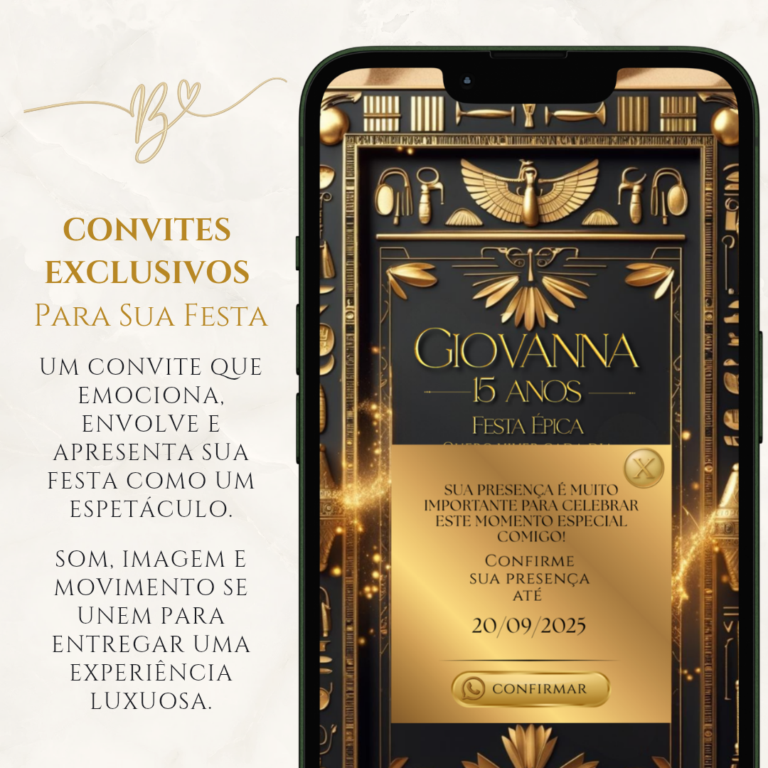 Convite Cinematográfico Premium  15 Anos | Cleópatra