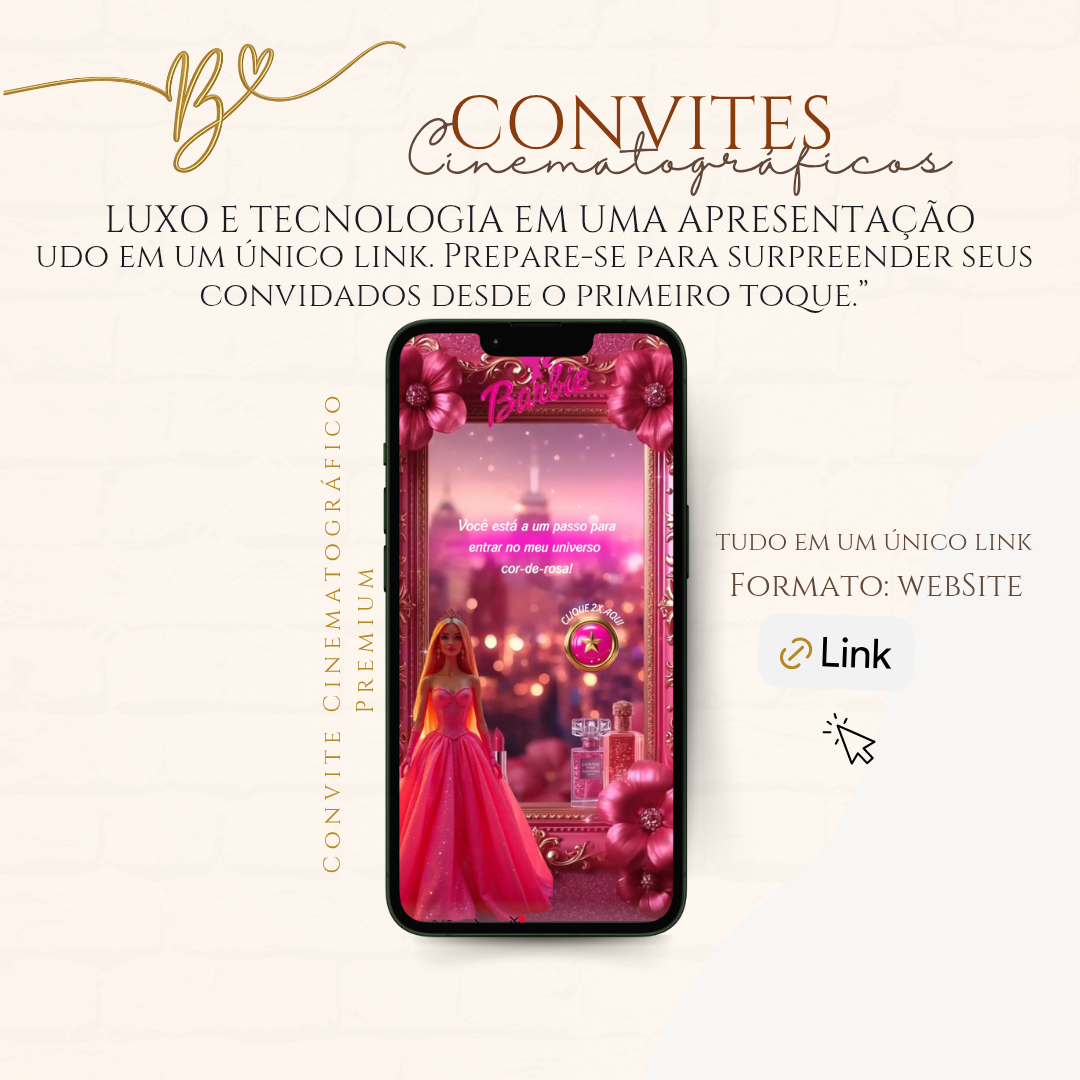 Convite Cinematográfico Premium | Barbie Luxo
