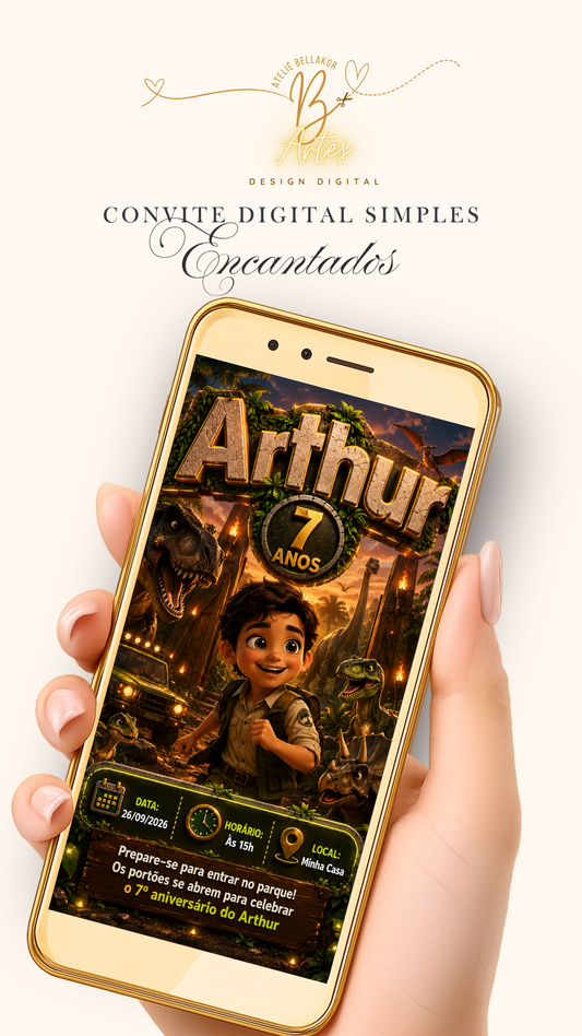 Convite Digital Clásico Encantado| Jurassic Park