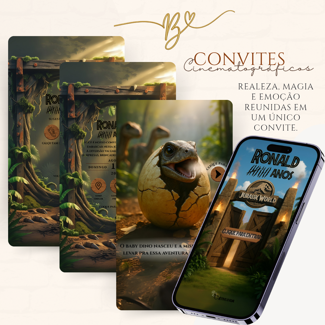 Convite Cinematográfico Premium -Jurassic Park