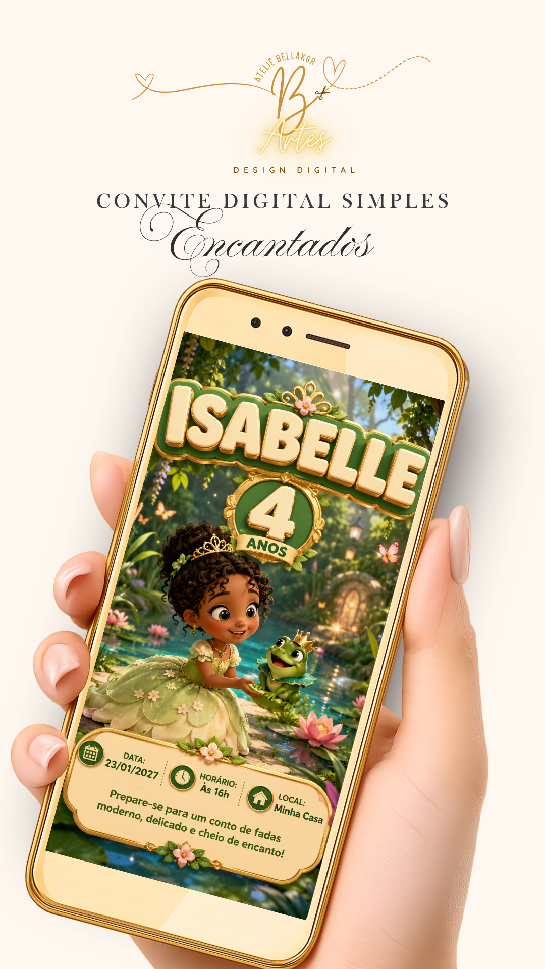Convite Digital Clásico Encantado| A Princesa e o Sapo