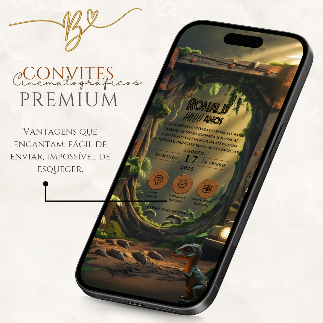 Convite Cinematográfico Premium -Jurassic Park