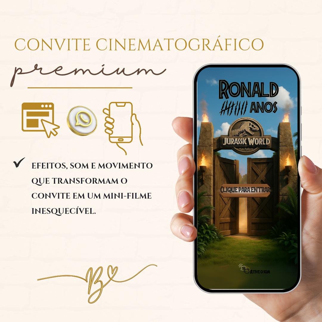 Convite Cinematográfico Premium -Jurassic Park