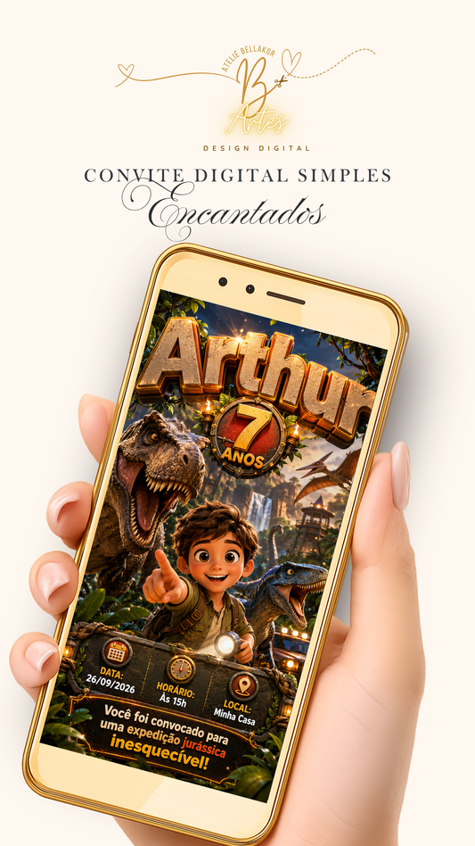 Convite Digital Clásico Encantado| Jurassic Park
