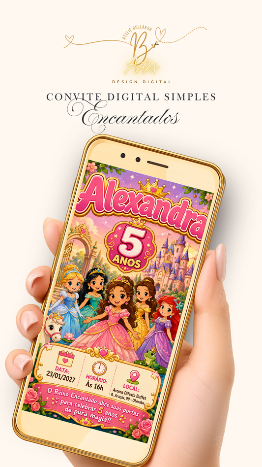 Convite Digital Clásico Encantado| Princesas